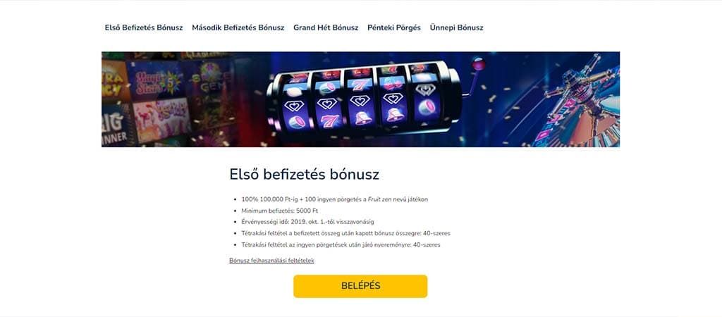 ingyen pörgetés, befizetési bónusz, Grand Casino