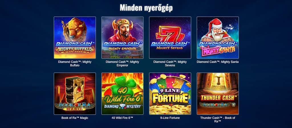 Gaminator Casino, nyerőgépek, játékfelület