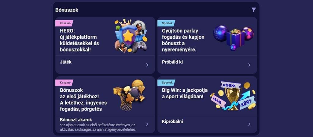 BetMatch Casinon promociók, bónuszok