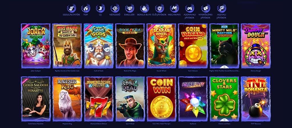 Spinight Casino, játékfelhozatal, online kaszinó