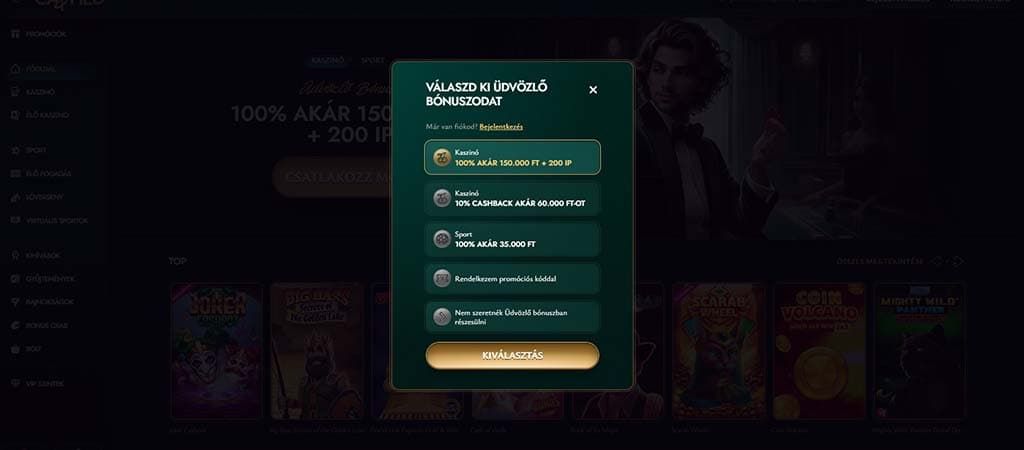 Regisztráció, online kaszinó, Cashed Casino