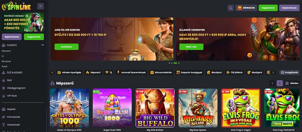 spinline casino, online kaszinó, főoldal, homepage, szerencsejáték