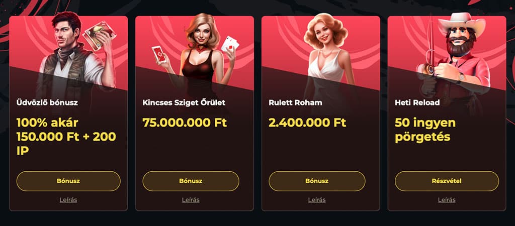 bónuszok, promóciók, online casino