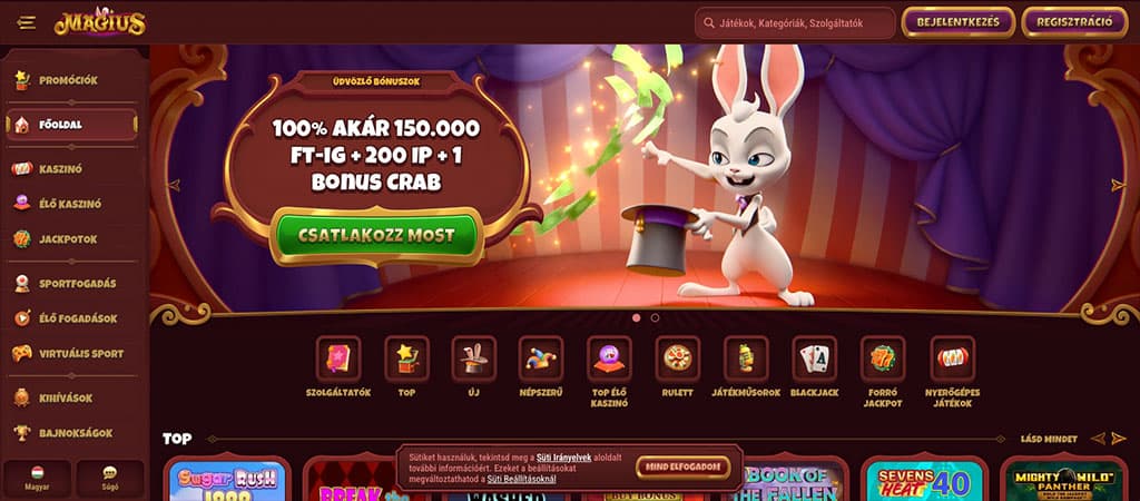 A Magius Casino modern, felhasználóbarát felülettel kínál nyerőgépeket és élő kaszinó játékokat online.