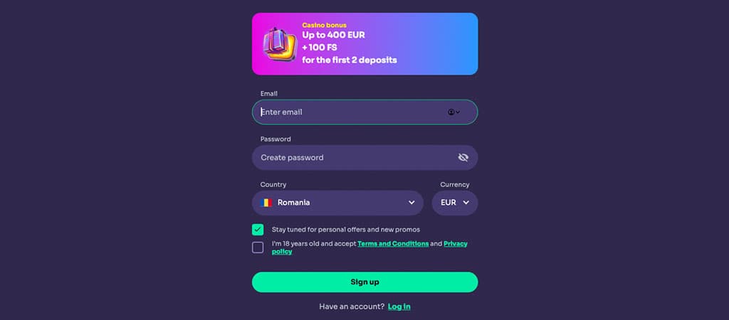 WinSpirit Casino regisztráció: akár 400 EUR + 100 ingyen pörgetés bónusz az első két befizetés után.