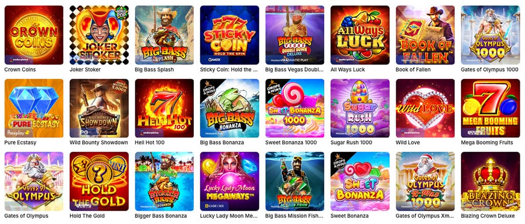 Online nyerőgépek gyűjteménye az Ice Casinón, ismert játékcímekkel mint Big Bass, Sweet Bonanza és Gates of Olympus.