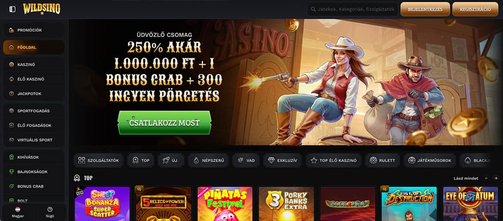 Wildsino, ahol a bónuszok tömkelege vár az online casinoban.