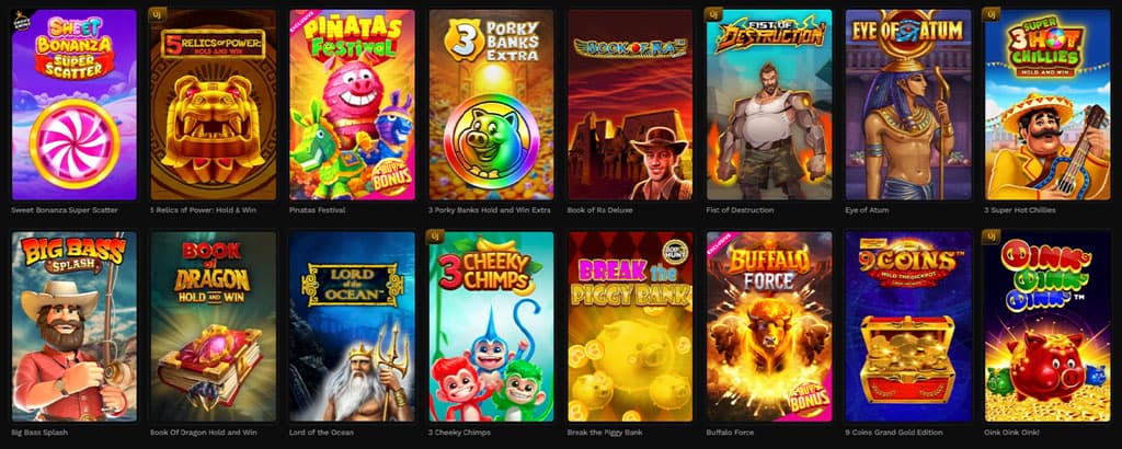 Játékfelhozatal a Wildsino Casino felületén, több ezer slot vár rád.