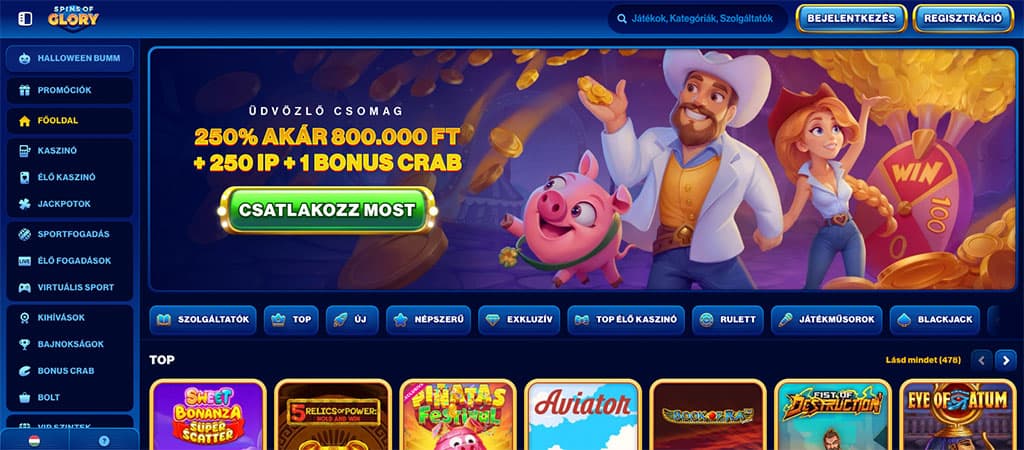 Online szerencsejáték, Spins of Glory, online casino