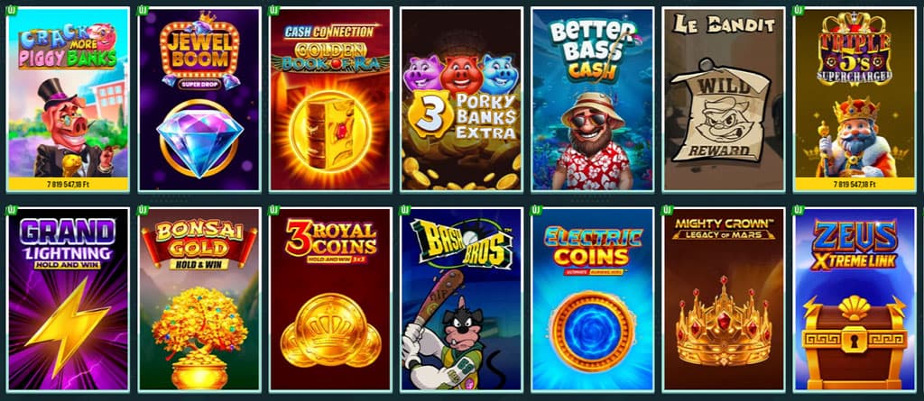 Széles játékkínálat a Golisimo kaszinó tárházában.