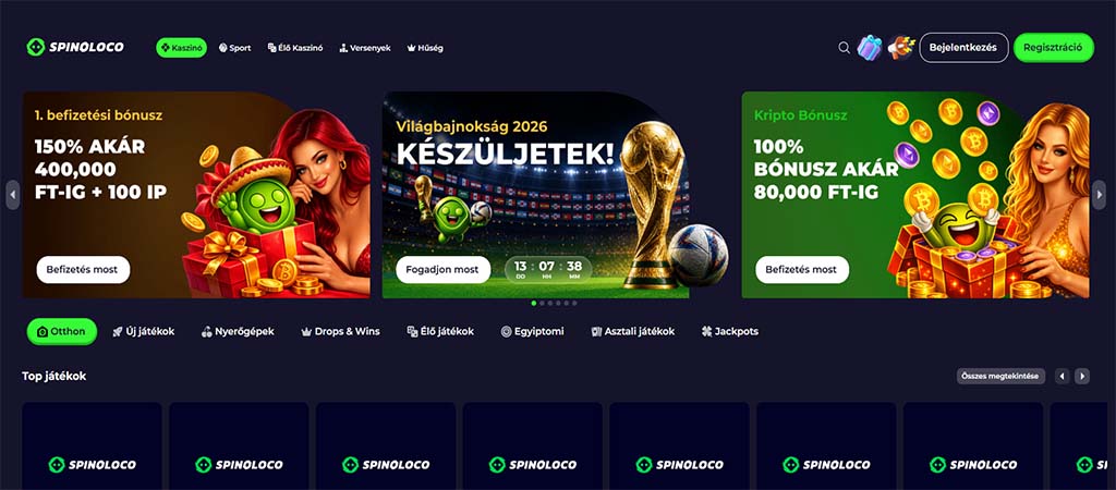 Spinoloco, pörögj rá a legjobb nyerőgépes játékokra.