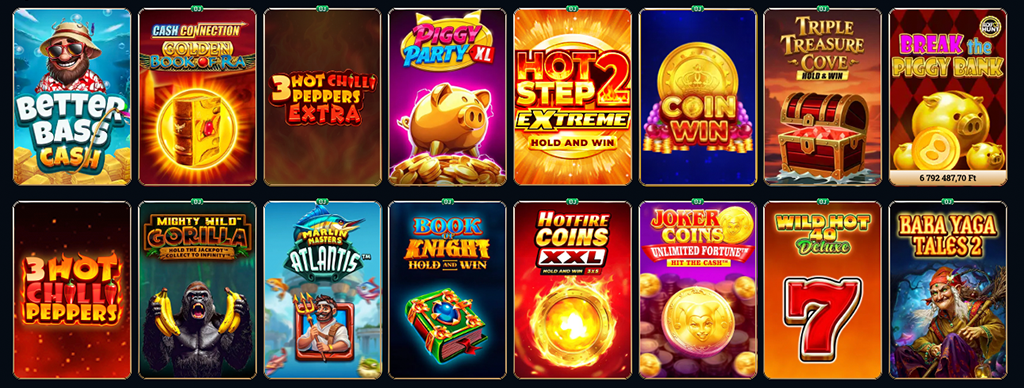 Online szerencsejáték nyerőgépek a Millioner casino oldalán.