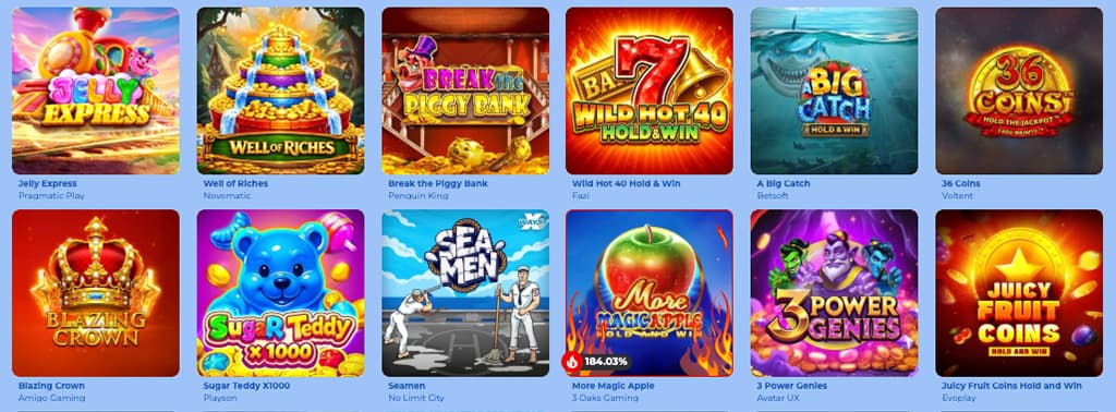 Elérhető játékkínálat a FeliceBet Casino kínálatában.