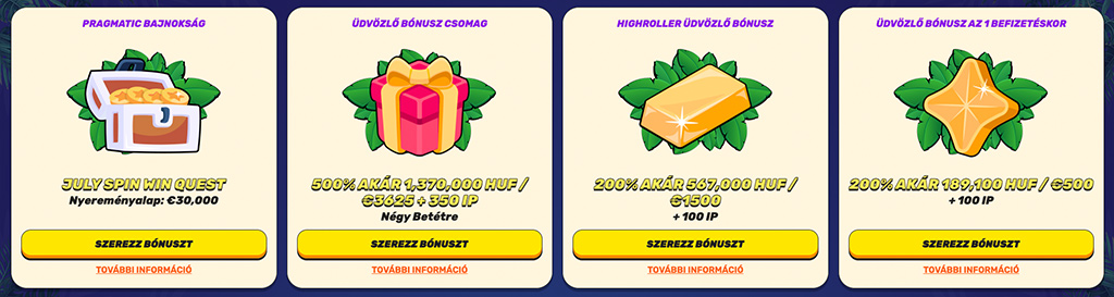 Ingyenes pörgetés, Heti cashback, surprise