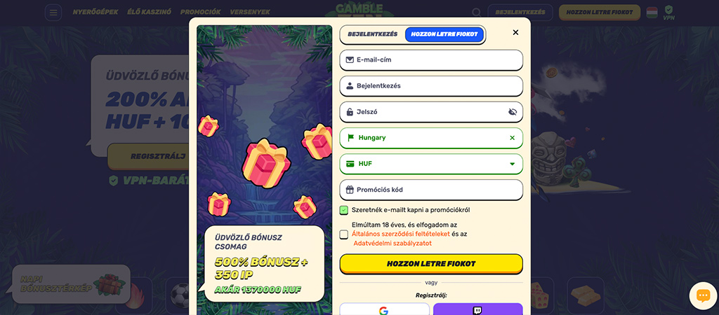 Gamblezen Regisztrációs lépések, casino online