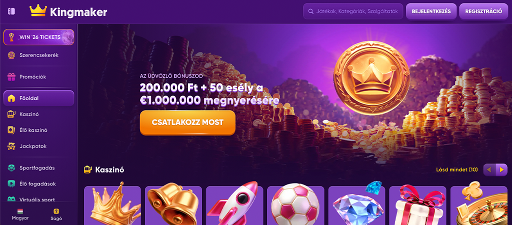 Kingmaker Casino, A legkirályabb játékosok találkozási helye.
