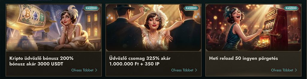 Szuper üdvözlő bónuszok az első 3 befizetésnél.