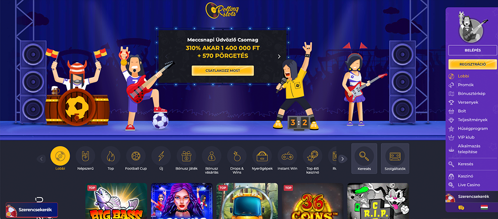 Rolling Slots Kaszinó meccsnapi üdvözlő csomag.
