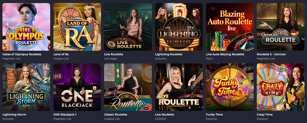 Nyerőgépek hosszú sora a Rolling Slots felületén.