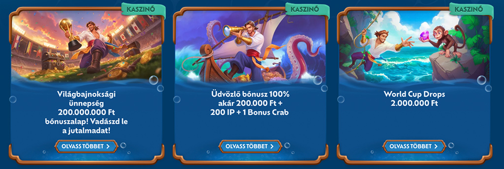 Winbay Casino bónuszok, promóciók és VIP program.