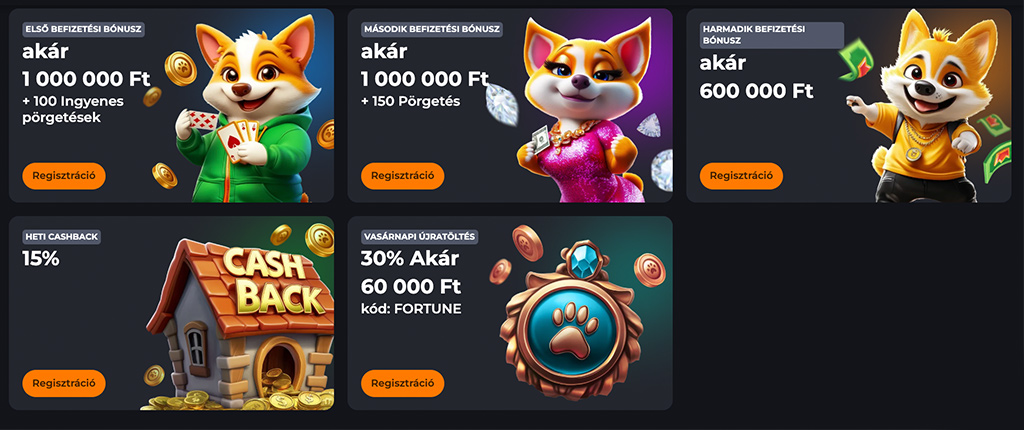 Izgalmas bónuszok a Corgibet Casino kínálatában.