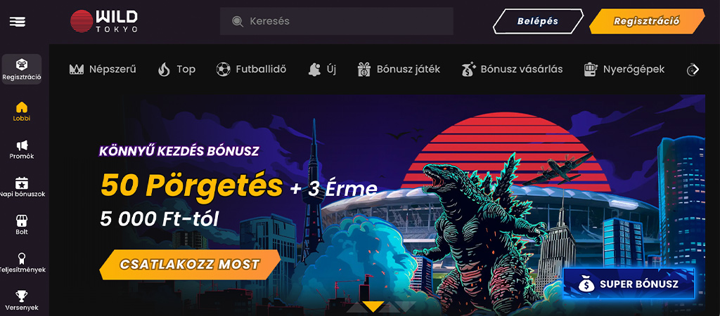 Wild Tokyo Casino izgalmas játékai és vad nyereményei.