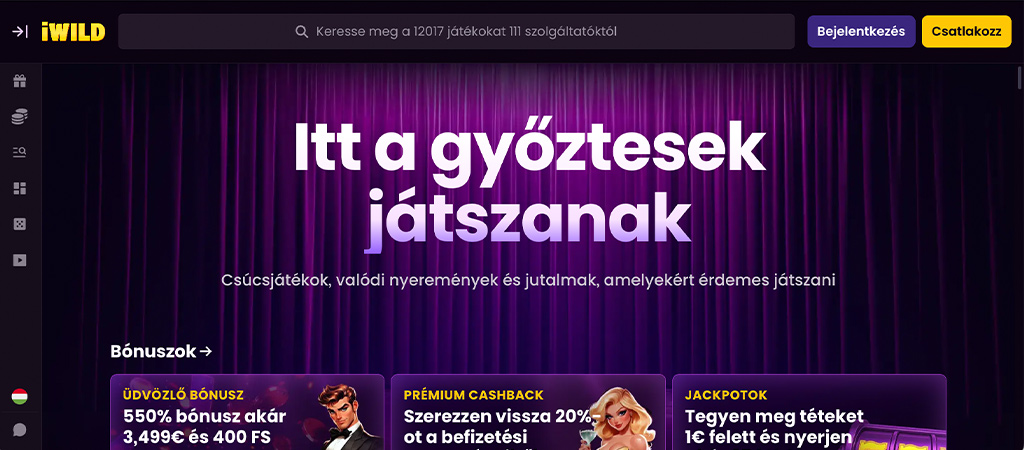 iWild Casino, bónuszok és promóciók.