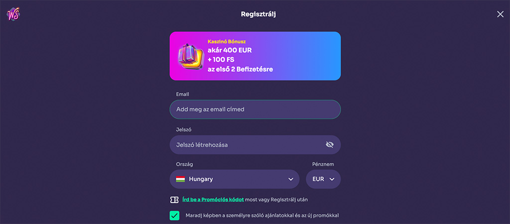 Így regisztrálhatsz a WinSpirit Casino weboldalán