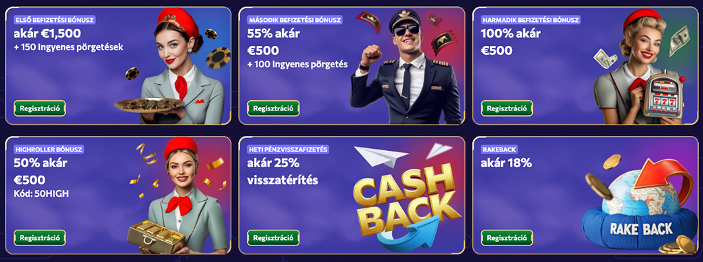 Winairlines Casino bónuszok és promóciók.