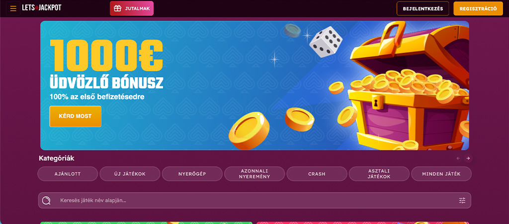 Letsjackpot Casino egetrengető nyeremények lelőhelye.