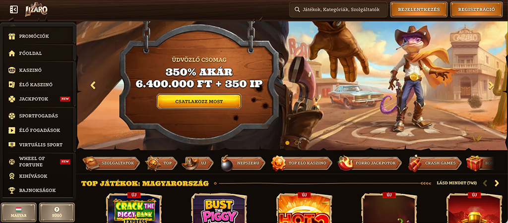 Lizaro Casino egy új és különleges bónuszokat tartalmazó online casino.