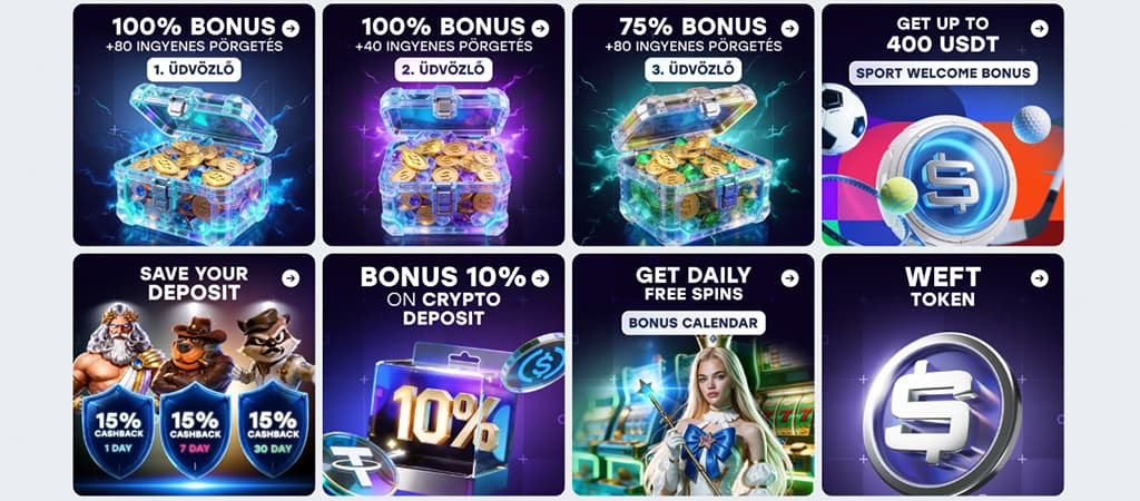 Weiss Casino bónuszajánlatok: üdvözlő bónuszok, ingyenes pörgetések, boost bónusz és high roller promóciók.