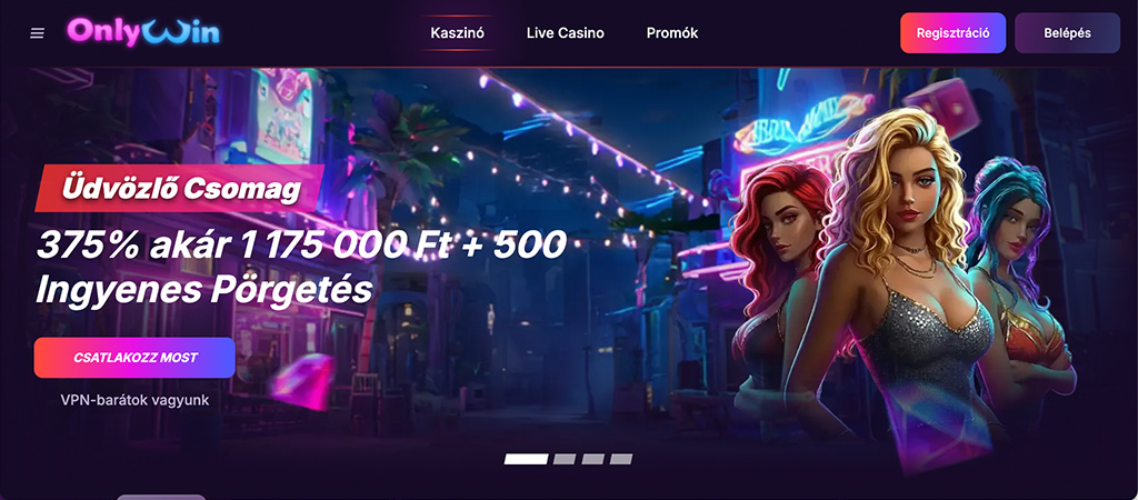 Onlywin Casino, bónuszok, játékok és nyeremények.
