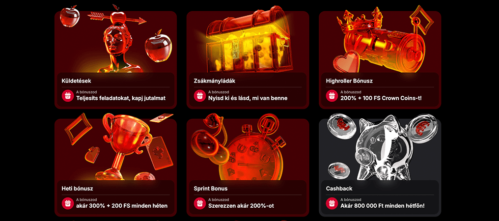 Elérhető bónuszok, promóciók és VIP program online kaszinó.