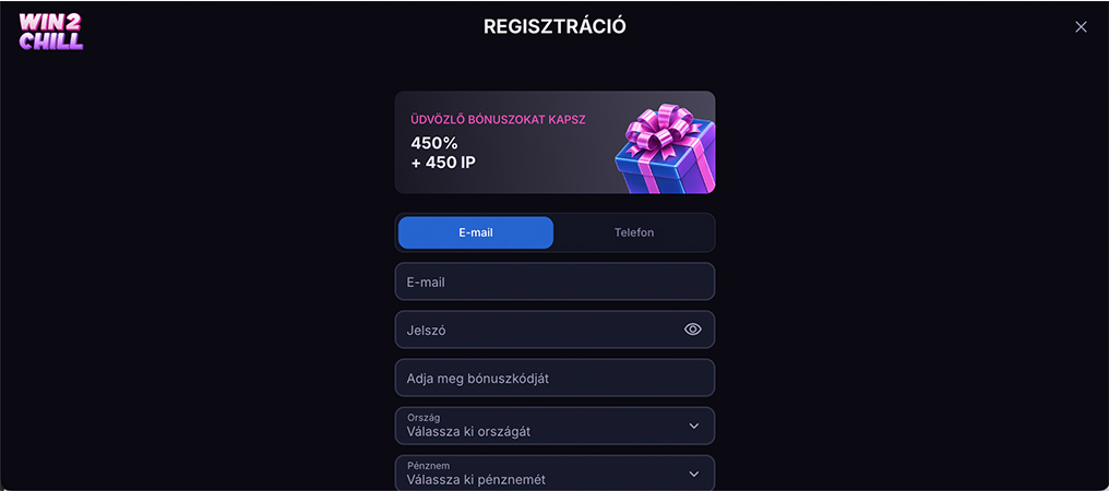 Így regisztrálhatsz 5 lépésben a Win2Chill oldalára