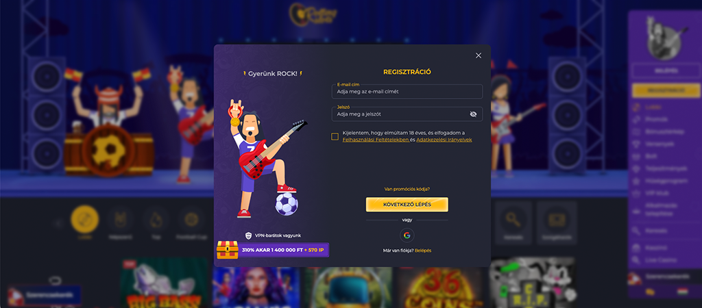 Így regisztrálhatsz 5 lépésben a Rolling Slots Casino oldalán