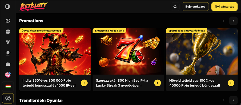 Betbluff Casino, izgalmas játékok és nagyszerű nyeremények.