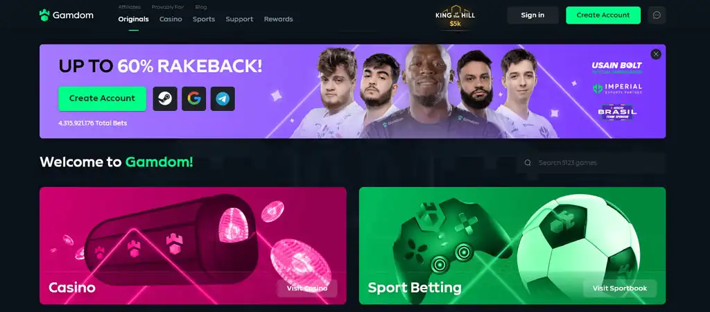 gamdom casino, főoldal, online kaszinó