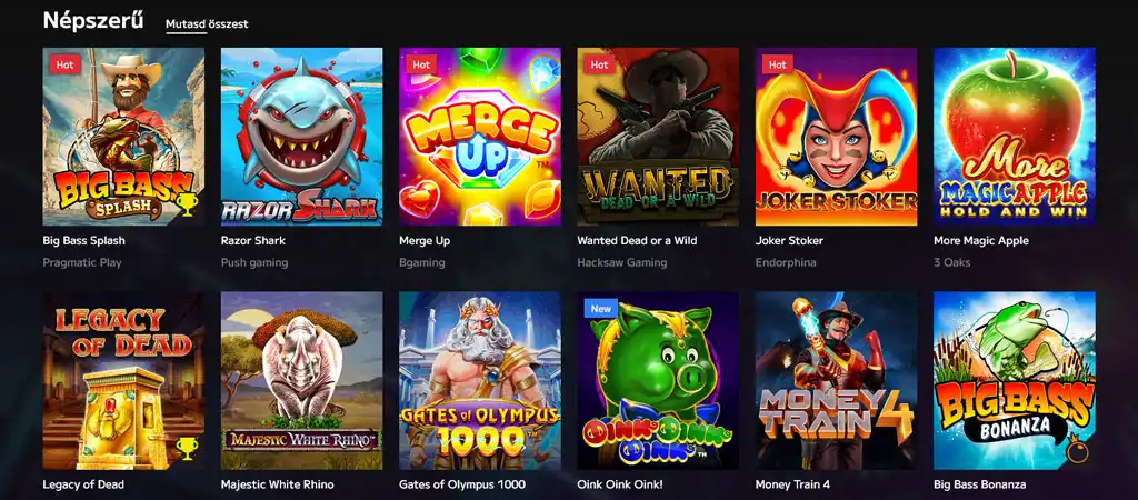 nyerőgépek, online játékok, wildtokyo casino játékkínálat