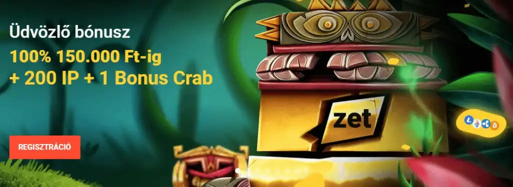 Zet Casino, Üdvözlő bónusz, bonus crab