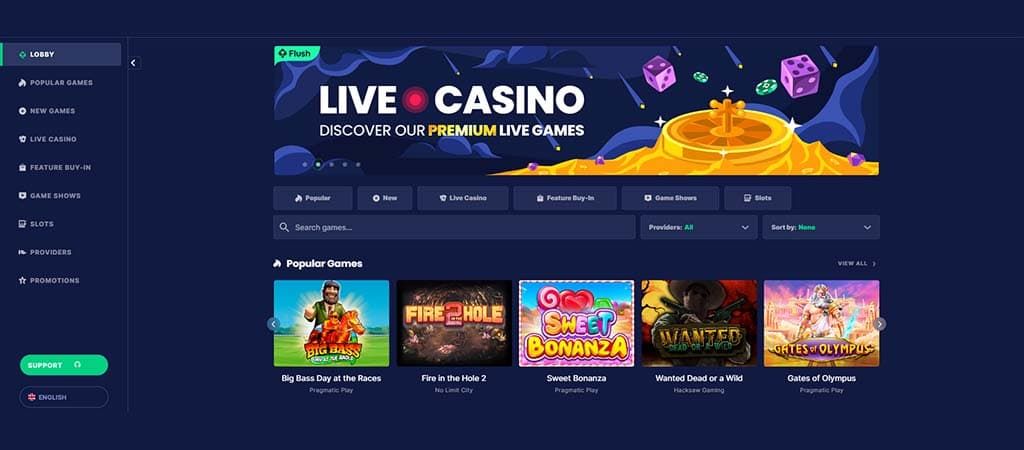 Játékkínálat, Flush Casino, live casino