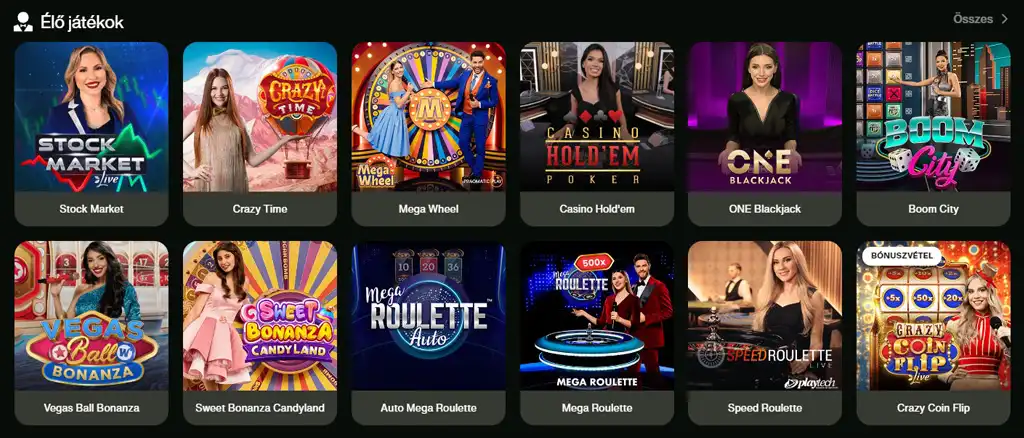 Élő kaszinó, live casino, Cashwin Casino