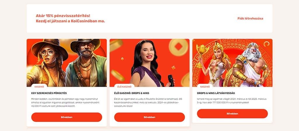 Koi Casino, bónuszok, promociók